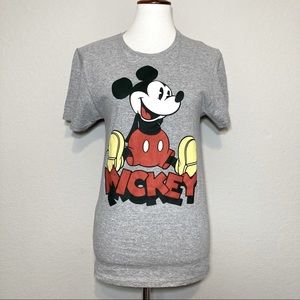DISNEY Mickey Mouse Gray Graphic Tee Shirt Size Small
